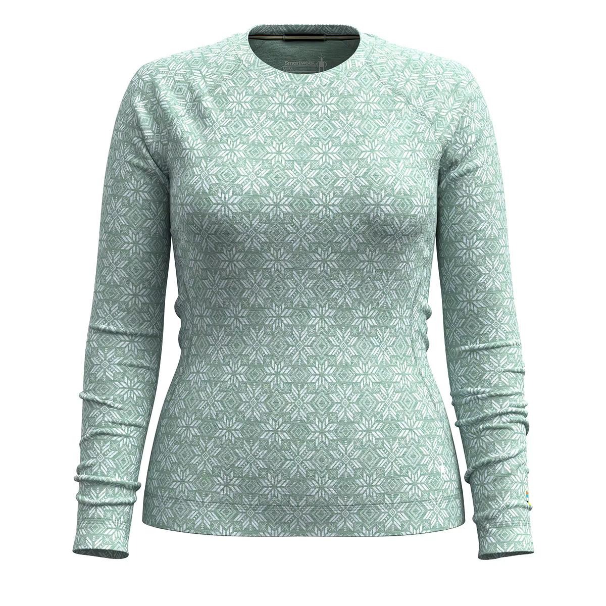 Smartwool Classic Thermal Merino Base Layer Crew Top Women's in Arctic Green Digi Snow